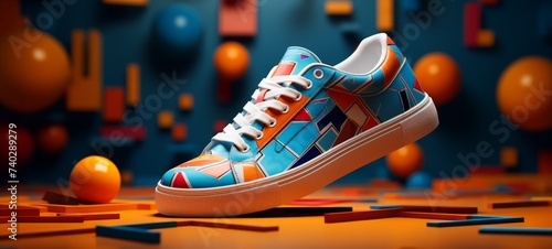 Sneakers with a design and style in colorful pattern. Fashion Sneakers in colorful colors.