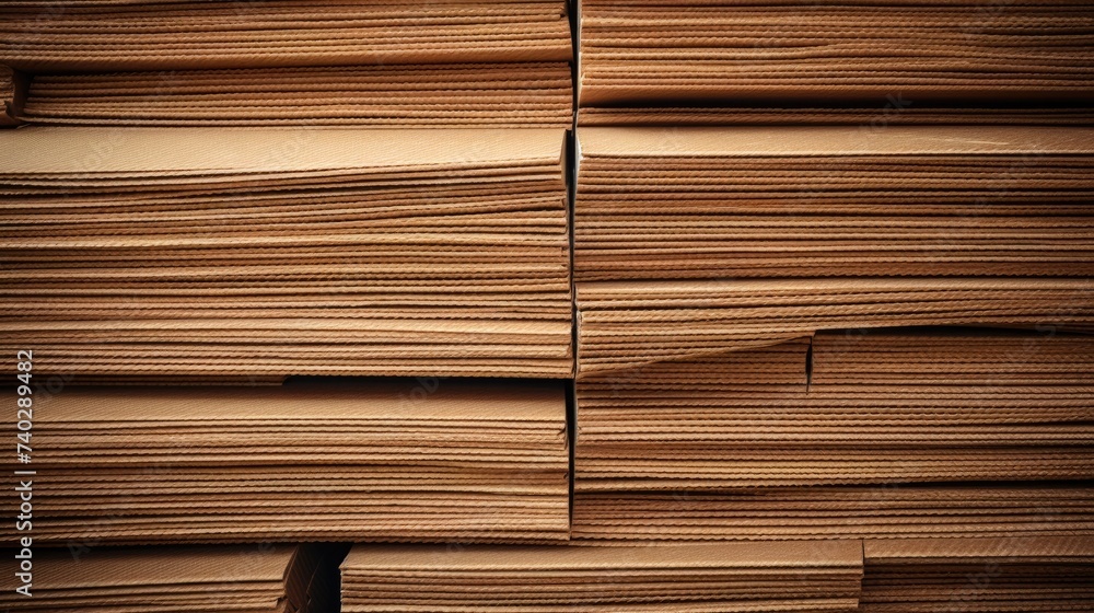 Rustic Stack of Corrugated Cardboard Sheets on Stylish Black Background Rustic Stack of Corrugated Cardboard Sheets on Stylish Black Background