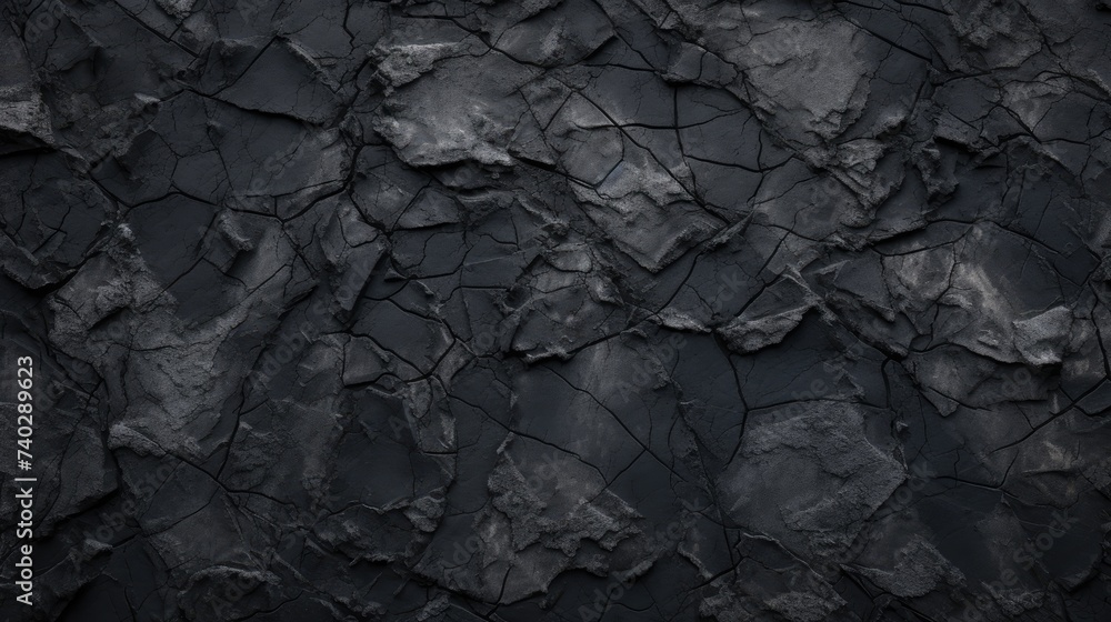 Fototapeta premium Dramatic Black Wall Texture with Deep Cracks and Weathered Surface