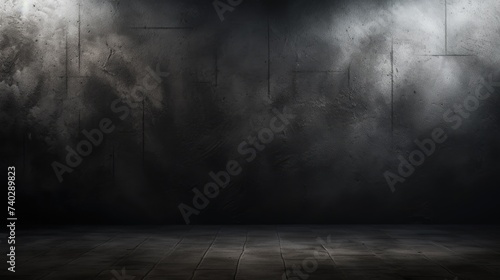 Sunlit Interior  Dark Room with Concrete Wall and Wooden Floor for Modern Background Design