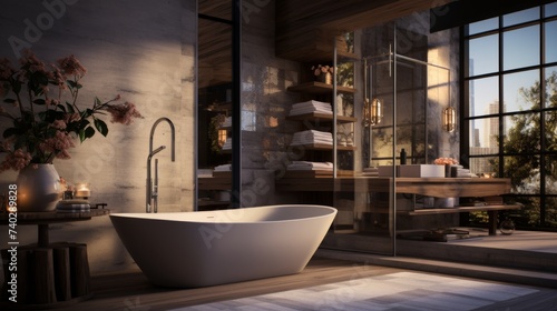 Spacious Bathroom With Large Tub and Window