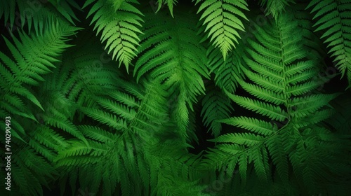Lush Green Fern Leaves  Abstract Nature Background with Tropical Foliage Patterns