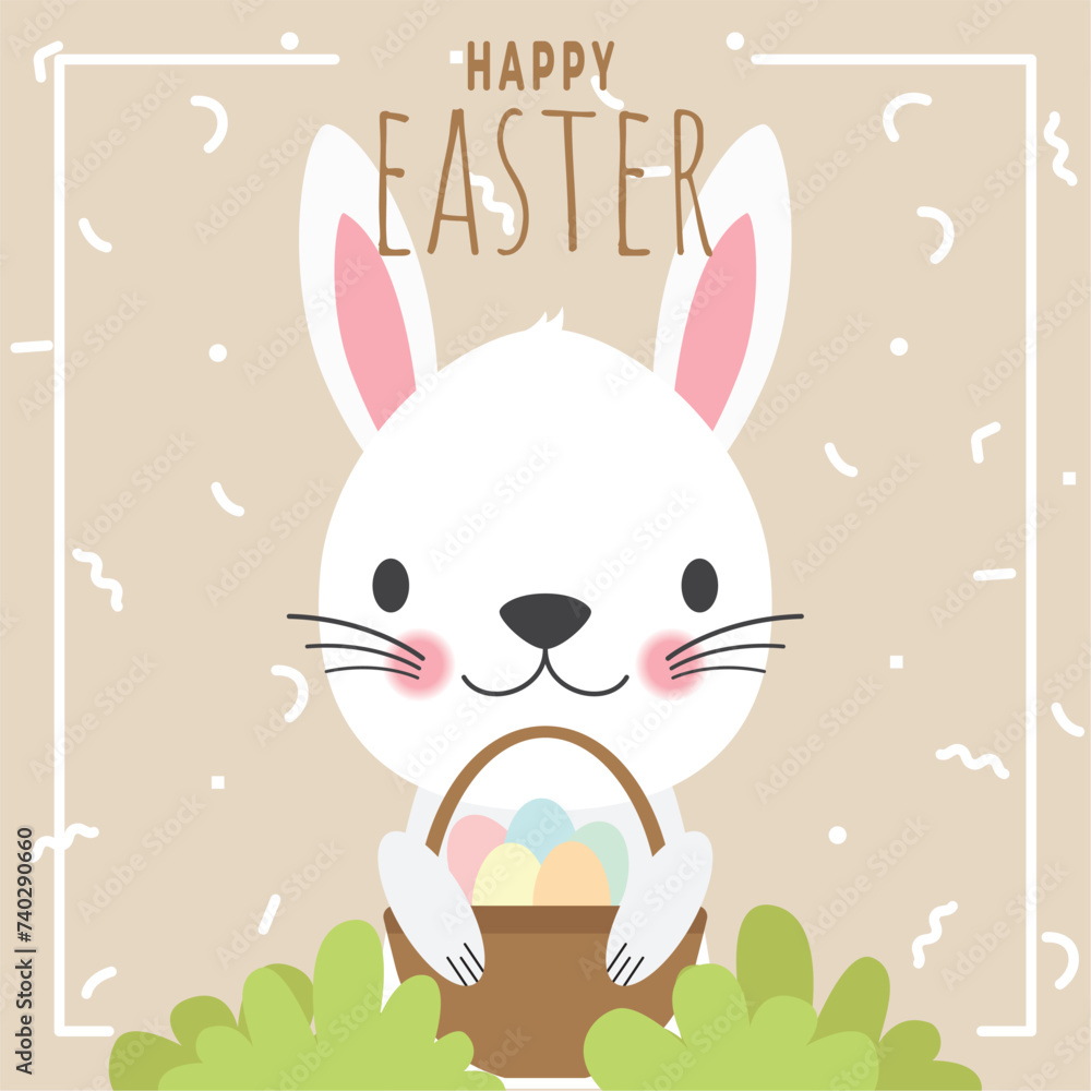 Happy easter day poster with cute bunny Vector Happy easter day poster with cute bunny Vector