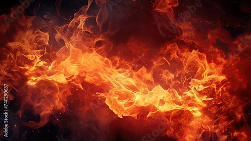 Intense Blaze of Fire Flames Illuminating the Dark Night in a Fiery Display of Power