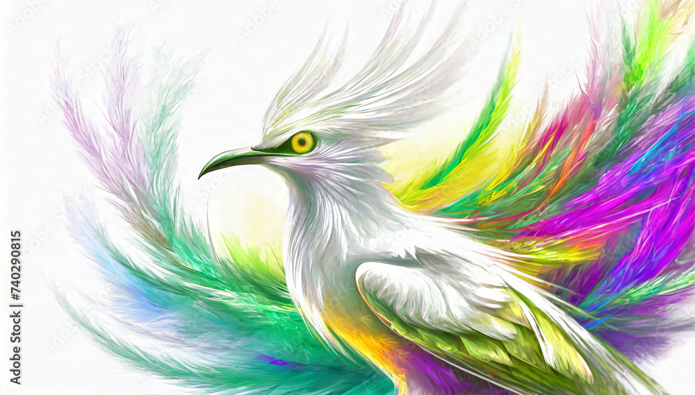 Egzotyczny kolorowy ptak abstrakcyjny - obrazy, fototapety, plakaty 