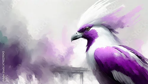 Obraz Egzotyczny biało fioletowy ptak abstrakcyjny