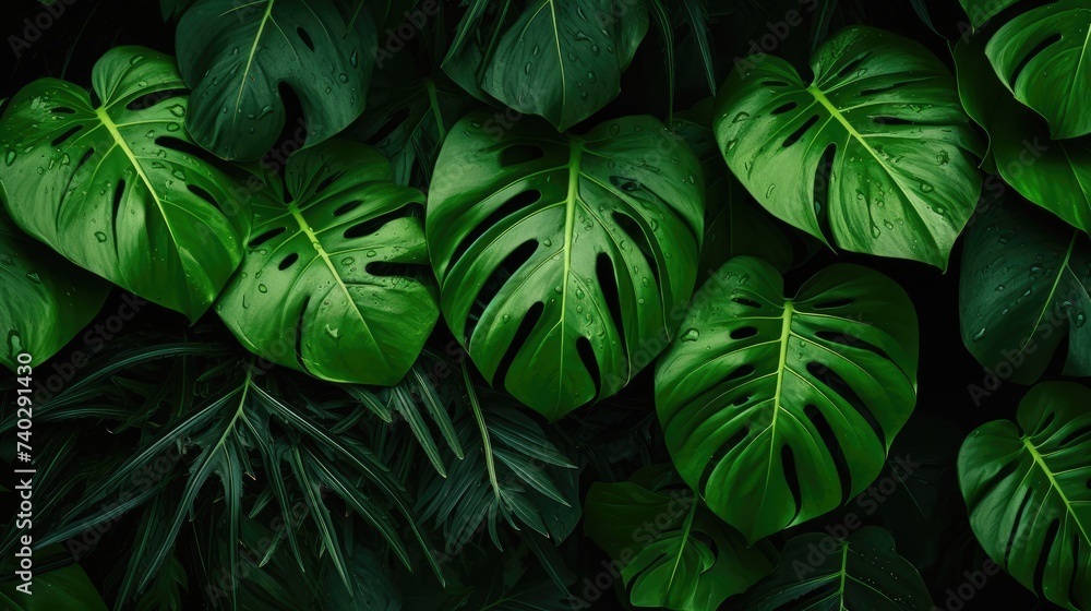 Vibrant Greenery: Close-Up of Lush Tropical Foliage for Refreshing and Serene Wallpapers