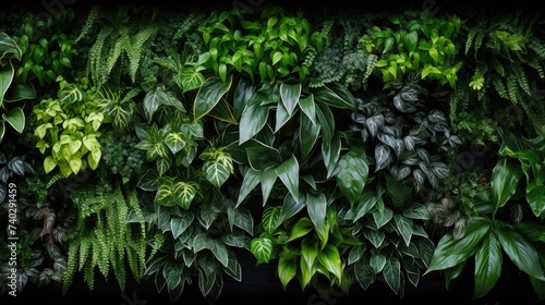 Lush Vertical Garden Wall with an Array of Vibrant Plastic Plants for Beautiful Indoor Decor