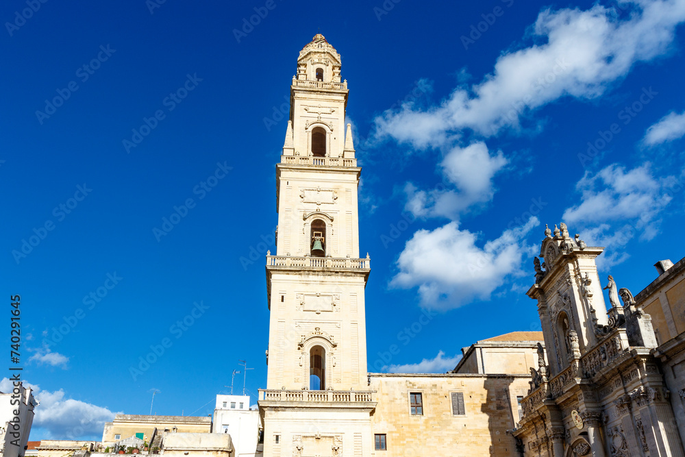 Exterior of the Lecce Cathedral (Catedral de la Asunción de Santa María) Lecce, Apulia, Italy - Europe