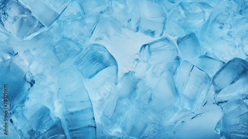 Mesmerizing Close-Up of Glistening Ice Crystals on a Vibrant Blue Background