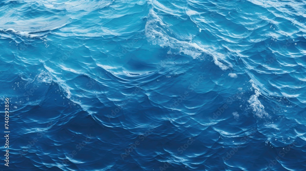 Soothing Blue Ocean Waves Under the Clear Sky - Serene Water Surface Texture Background