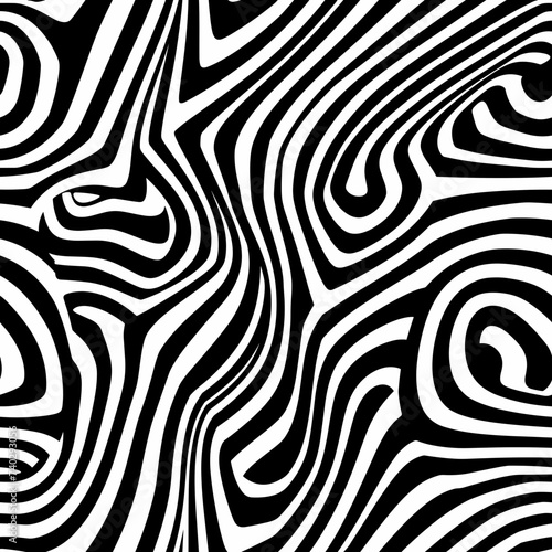 Seamless pattern with twisted lines  vector linear tiling background  stripy weaving  optical maze  twisted stripes