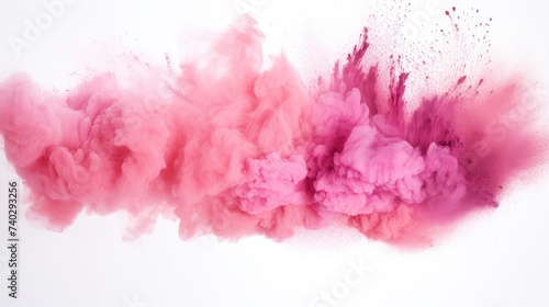 Vibrant Pink and Red Smoke Clouds Dancing on Clean White Background