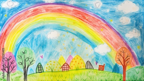 Vibrant Rainbow Artwork in the Sky Delights with Colorful Expressiveness