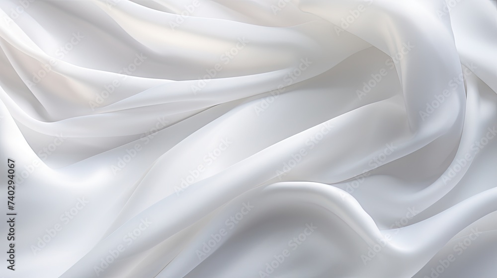 Elegant White Silk Fabric Draped in Fluid and Graceful Ripples for Background Design