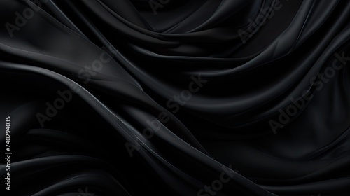 Elegant Black Silk Fabric Texture Background with Rich Textiles and Luxurious Feel