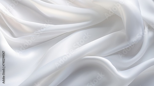 Elegant White Silk Fabric Draped in Fluid and Graceful Ripples for Background Design