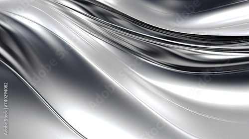 Elegant Silver Swirls: Abstract Background with Graceful Wave Patterns in Shimmering Silver Hues © StockKing