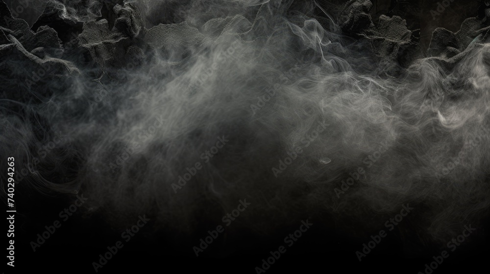 Obraz premium Eerie Smoke Swirling in Dark Empty Space with Concrete Background and Cobweb Accents