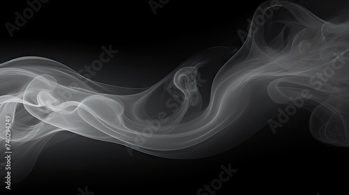 Elegant Monochrome Abstract Smoke Wave on Dark Background with Copy Space