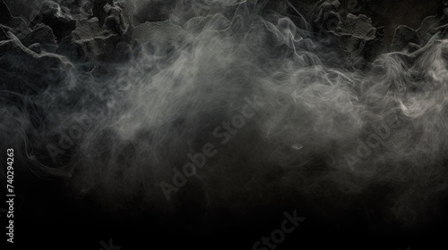 Eerie Smoke Swirling in Dark Empty Space with Concrete Background and Cobweb Accents