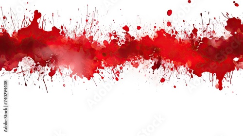 Dynamic Red Paint Splatter Creates Abstract Art on Clean White Background