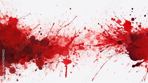 Vivid Red Splatters on Pure White Canvas, Abstract Artistic Expression of Emotion