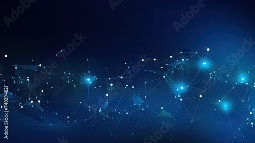 Dynamic Network Connections on a Mysterious Dark Blue Background for Futuristic Tech Concepts