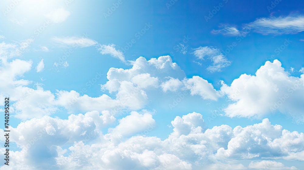 Tranquil Blue Sky with Soft White Clouds, Nature's Serenity Background Tranquil Blue Sky with Soft White Clouds, Nature's Serenity Background