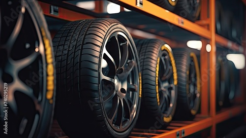 Organized Tire Storage System in Auto Repair Shop Ready for Fast Tire Changes