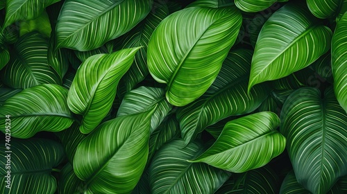 Lush Green Foliage Close-Up: Nature's Vibrant Botanical Tapestry in Detail