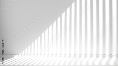 Elegant Vertical Blinds Casting Unique Shadows on White Wall for Modern Interior Design Concept