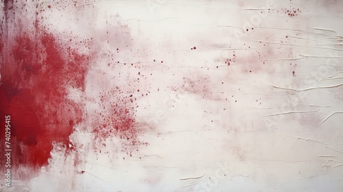 Vibrant Abstract Art: White Cement Wall Background with Blood-Red Paint Streaks