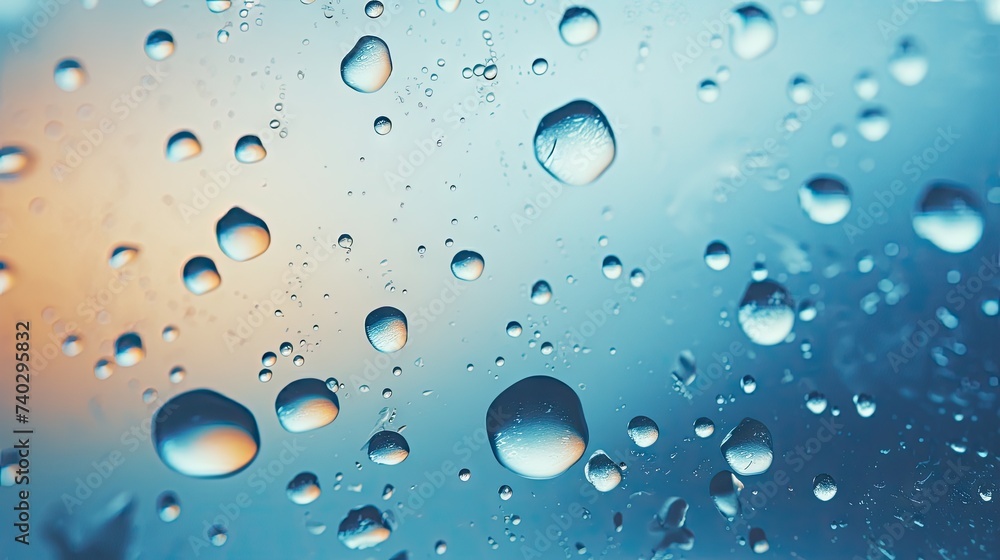 Tranquil Water Droplets Adorn Window Creating Serene Abstract Background