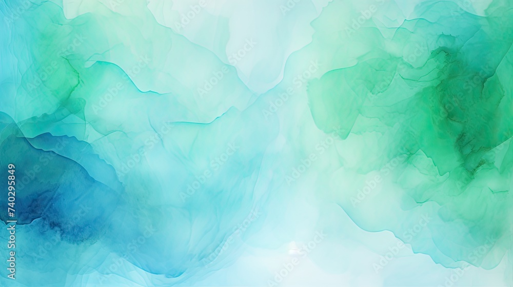 Vibrant Blue and Green Watercolor Painting: Abstract Artistic Background Design
