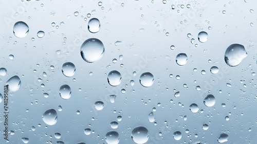 Captivating Water Droplets Creating Intriguing Patterns on Glass with a White Background