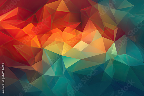 Colourful vibrant polygonal textured background with depth through use of colour