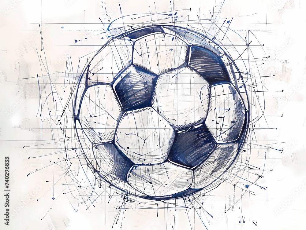 Fototapeta premium Soccer ball on abstract digital background. 