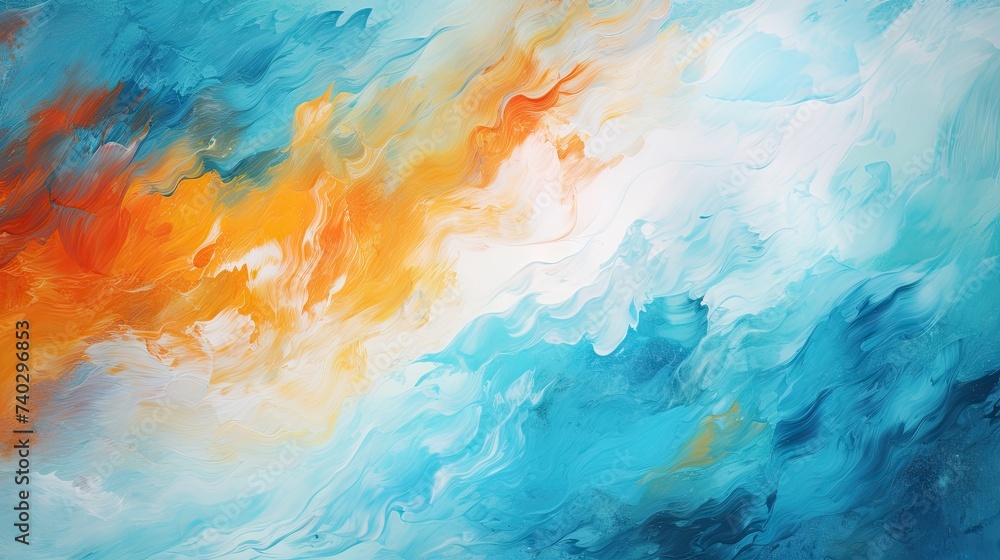 Vibrant Abstract Painting Background with Colorful Brush Strokes and Textured Layers