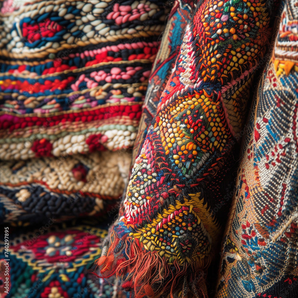 Close-up of Bohemian Style Fabric - Travel Inspired Textile Photography
