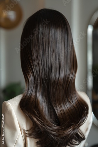 Glossy, shiny hair after a salon treatment