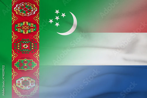 Turkmenistan and Netherlands national flag international relations NLD TKM