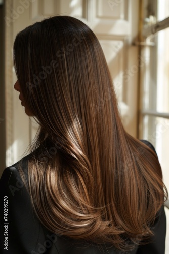 Glossy, shiny hair after a salon treatment