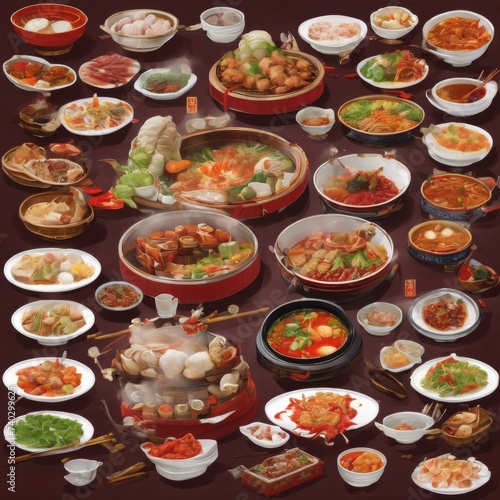 Traditional Chinese Cuisine Featuring Diverse Dishes from Various Regions