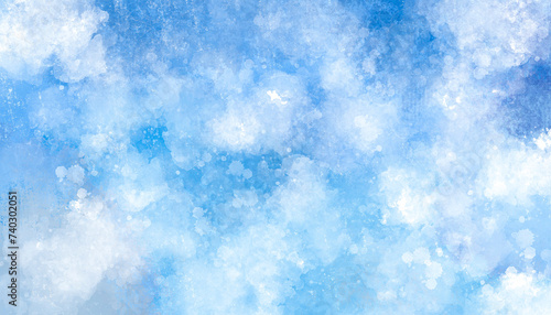 hand drawn clouds in blue sky, 16:9 widescreen wallpaper / background