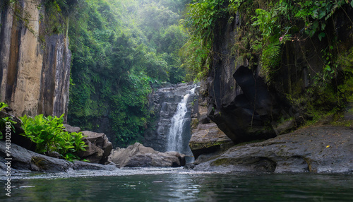 Beautiful waterfall tropical forest in the mountains. 