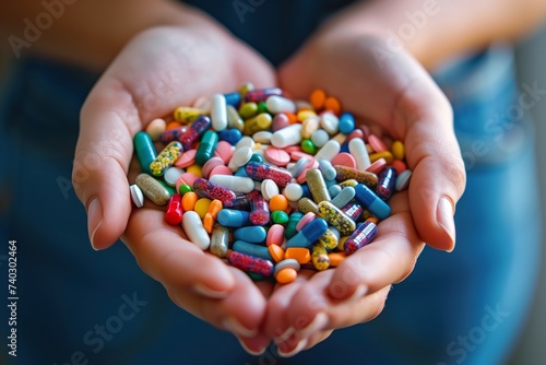 hands holding supplements and probiotic tablets for promoting healthy gut flora