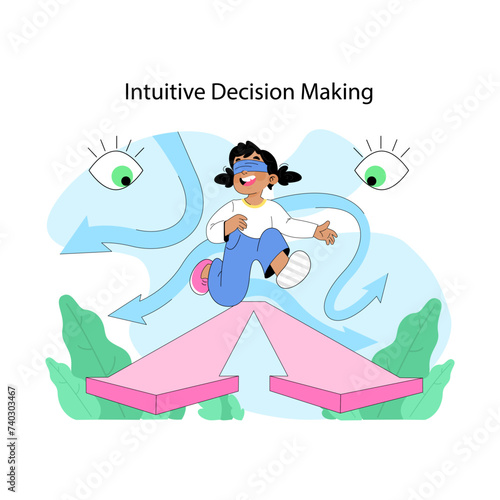 Intuitive decision making concept. Flat vector illustration