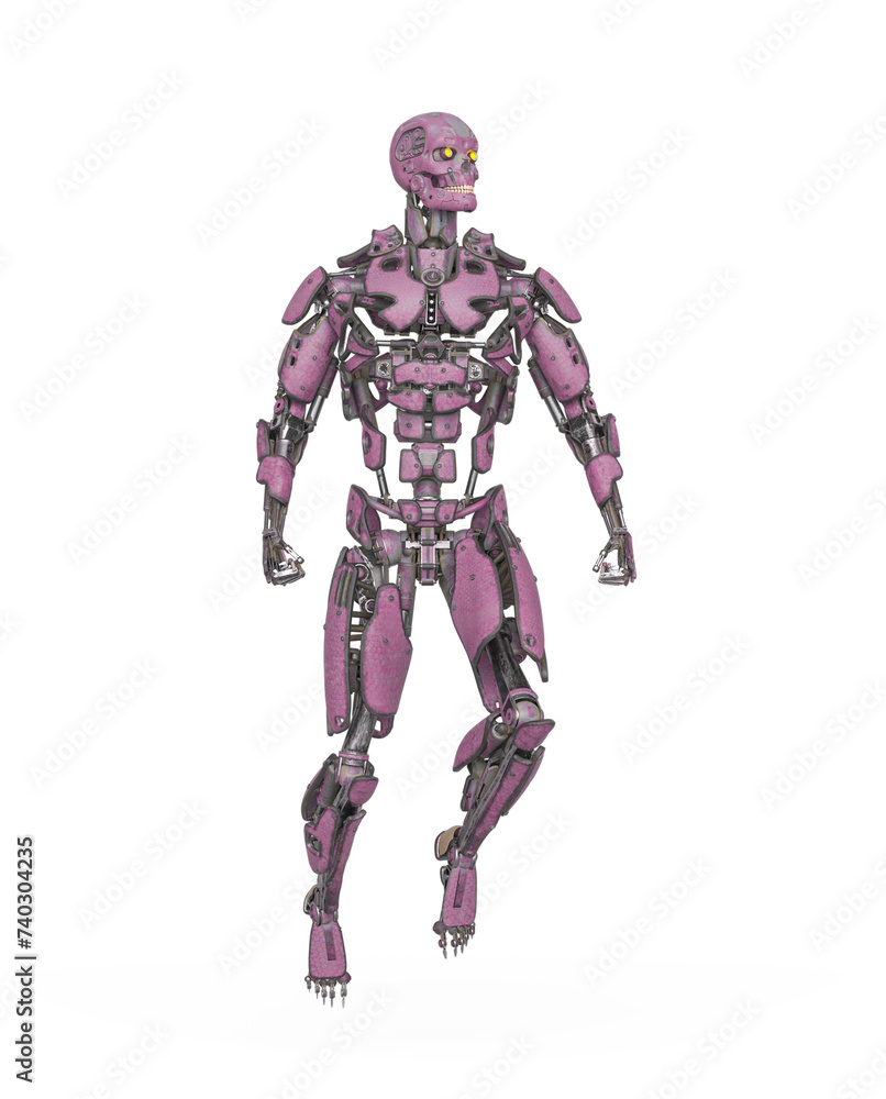 mega cyborg is floating and ready for action in white background mega cyborg is floating and ready for action in white background