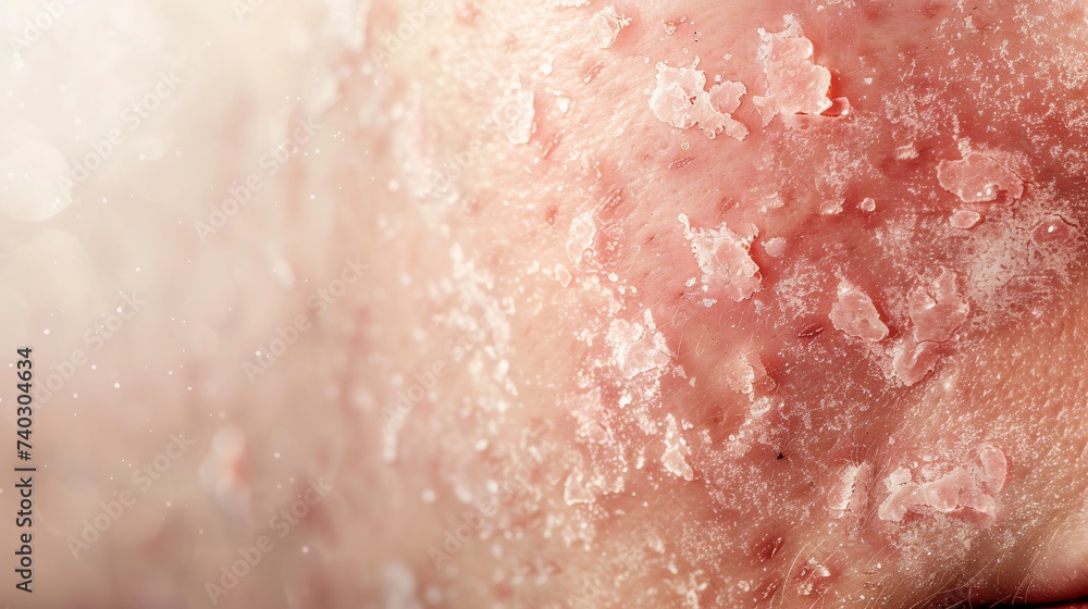 Fototapeta premium Zoom sur la peau sèche et abimée d'une personne » IA générative